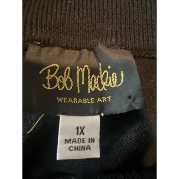 Bob Mackie Wearable Art Black Sweater 1X With Sparkle Pattern - Picture 5 of 6